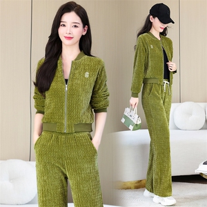 时尚休闲运动两件套棒球服女款宽松显瘦长袖外套+阔腿裤套装图片