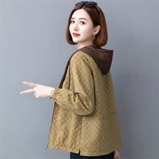 燕颉连帽外套女春秋款2023秋装休闲妈妈时尚洋气减龄短款夹克上衣，女装短外套，燕颉服饰