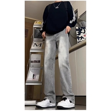 1506/QA9990/P46秋季美式高街裤子黑色弯刀喇直筒裤男生，男装休闲裤，星座1506