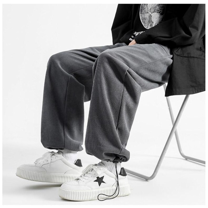 新款重磅抽绳港风拖地裤闲裤男生运动裤A068-QBK01-TP50，女装休闲裤，电商A068