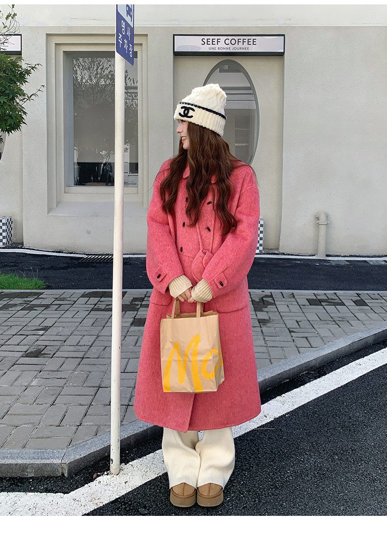 气质高级感双面羊绒大衣女秋冬长款今年流行毛呢外套,女装毛呢外套,浙宝270