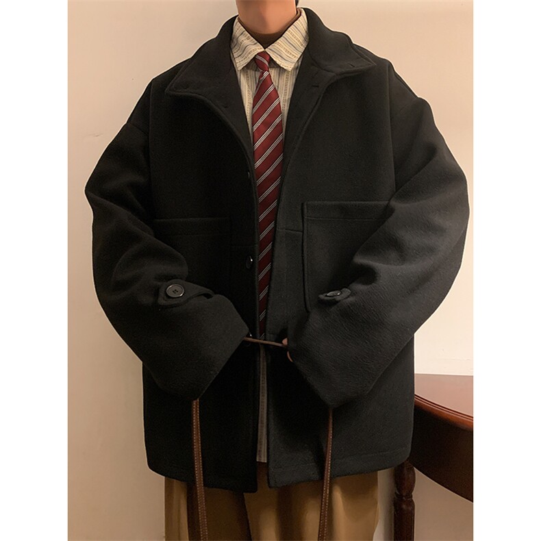 N8181/P90秋冬新款毛呢大衣男装呢料外套oversize工装毛呢夹克，男装毛呢大衣，电商A141