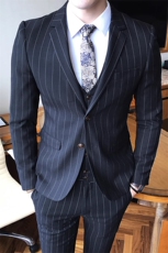 条纹西装套装三件套男士礼服商务修身W6388-P285，男装休闲套装，星座1012