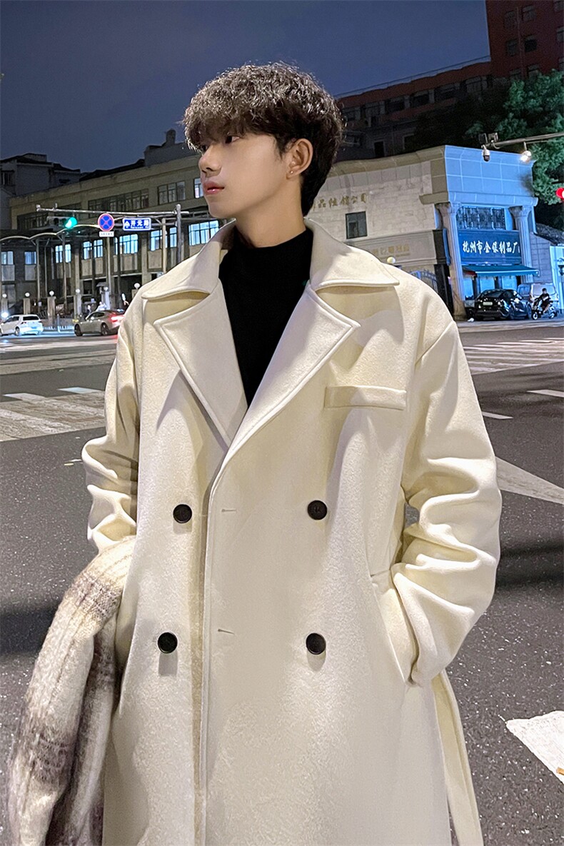 外景秋冬宽松毛呢大衣男中长款呢子风衣外套MN99995/P100加棉P110,男装风衣,电商B316