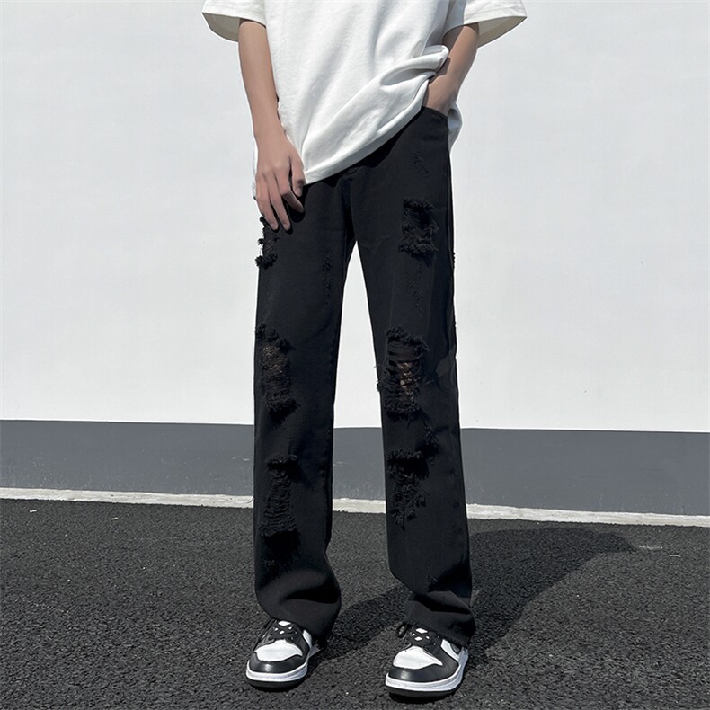 美式ins春夏高街破洞牛仔裤N350p55，男装牛仔裤，星座712