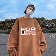 ！23秋季宽松大码港风FOR麂皮绒圆领卫衣JW19124-p40控58，男装卫衣，星座508（原C305）