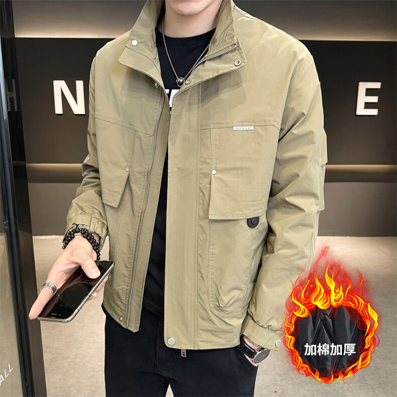 主推款加棉夹克立领工装夹克男休闲加厚外套DS-A329-JM3307-P95,男装夹克,电商A329
