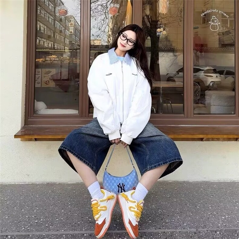 潮流慵懒街头时尚假两件外套女春秋美式复古学院风潮流高级感夹克,男装夹克,星座1210-1
