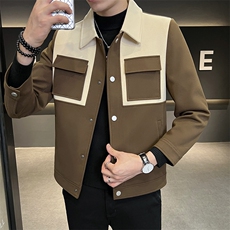 2023秋季新品男士秋冬短款修身衣潮流休闲撞色呢料外套，男装毛呢大衣，电商B248