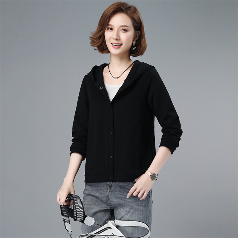 2021春季新款简约休闲时尚舒适连帽开衫卫衣,女装卫衣/绒衫,小林双子
