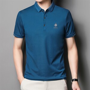 中青年夏季2022薄款男士短袖POLO衫透气丝光商务潮流半袖上衣P53图片