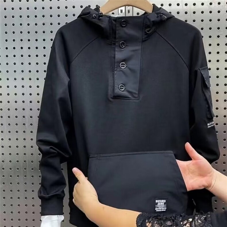 欧洲站连帽卫衣男2025新款春秋季拼色套头帽衫打底上衣修身外套衣,男装卫衣,电商B212（原钱塘6029）