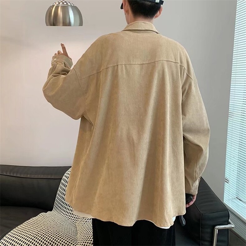 长袖衬衫春款男港风潮流灯芯绒衬衣C916P33,男装衬衫,星座1116-2