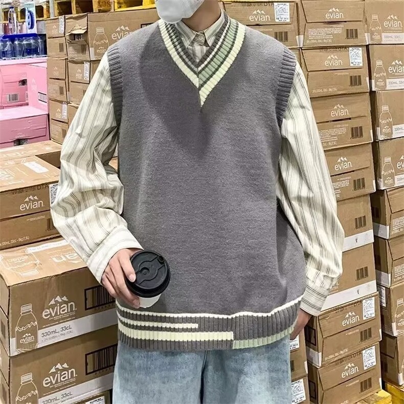 秋冬季V领毛衣背心男潮流韩版学院风拼色针织马甲MY749-P32,男装背心/马甲,星座208-5