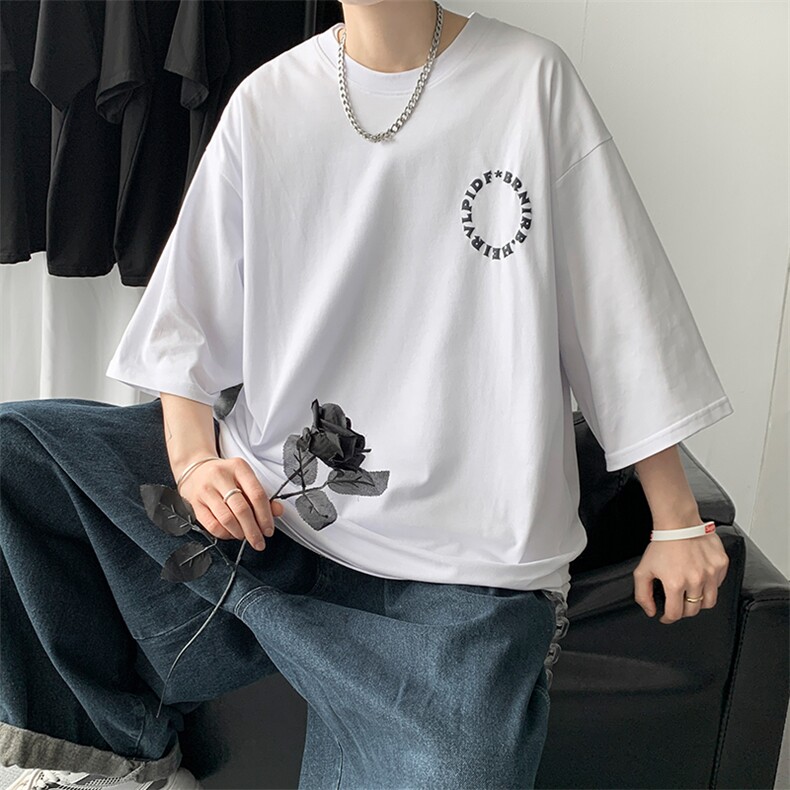 新款240g高品质夏款潮流发泡印花短袖宽松百搭圆领短袖男DT15P30,男装T恤,电商A086