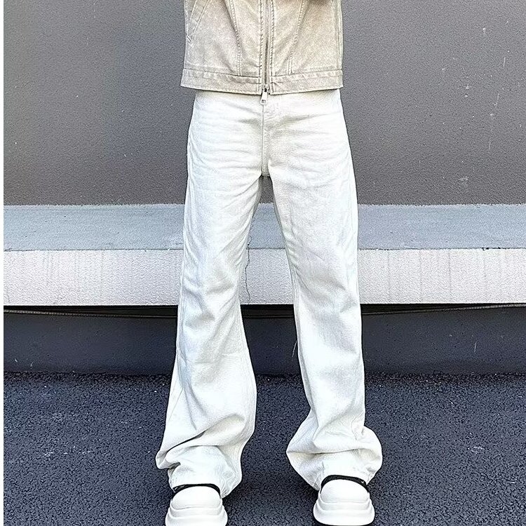 美式微喇叭牛仔裤男高街cleanfit宽松直筒拖地长裤子N6023,男装牛仔裤,星座1116A（原606A-3）