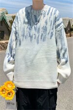 日系潮牌圆领毛衣春秋休闲针织衫潮流长袖套头潮男上衣M169-P48，男装针织衫/毛衣，星座512-4