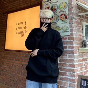 潮牌毛衣男冬百搭宽松圆领打底针织衫日系复古情侣线衣MY06-P43图片