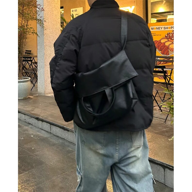 潮酷黑色大容量斜挎单肩包潮男PU手提包FC85-P48,女包手腕包,星座1501