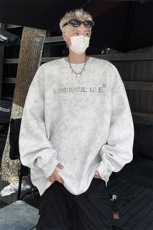 美式复古重磅450克金属印花水洗做旧满天星宽松圆领卫衣MT720-P78，男装卫衣，电商B289