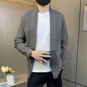 M3805-P65控88男士针织开衫春秋季外穿毛衣薄款线衫纯色披风外套图片