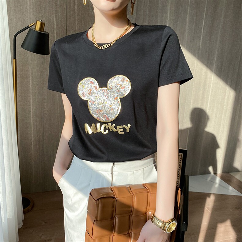 丝光棉短袖女夏季新款圆领宽松T恤ins超火冰丝透气亲肤显白上衣,女装T恤,元素羊绒