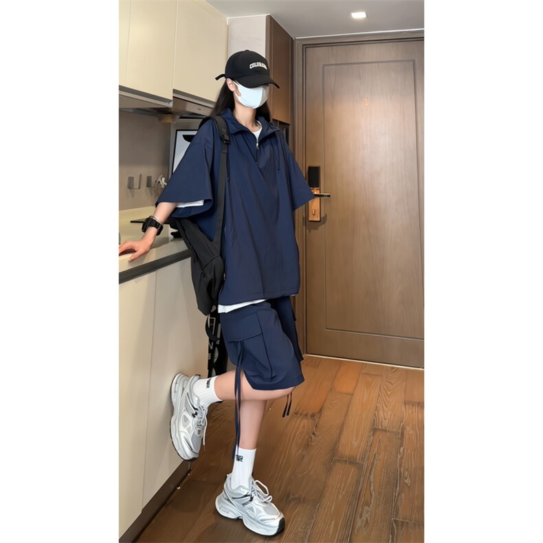 量大优供视频泡泡纱夏款连帽套装短袖短裤男CP74TZ-特p60,男装休闲套装,电商B371