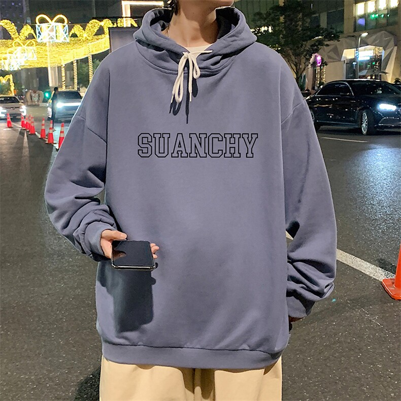 WY2229-P35纯棉连帽卫衣男大码运动帽衫宽松薄外套男,男装卫衣,电商A040