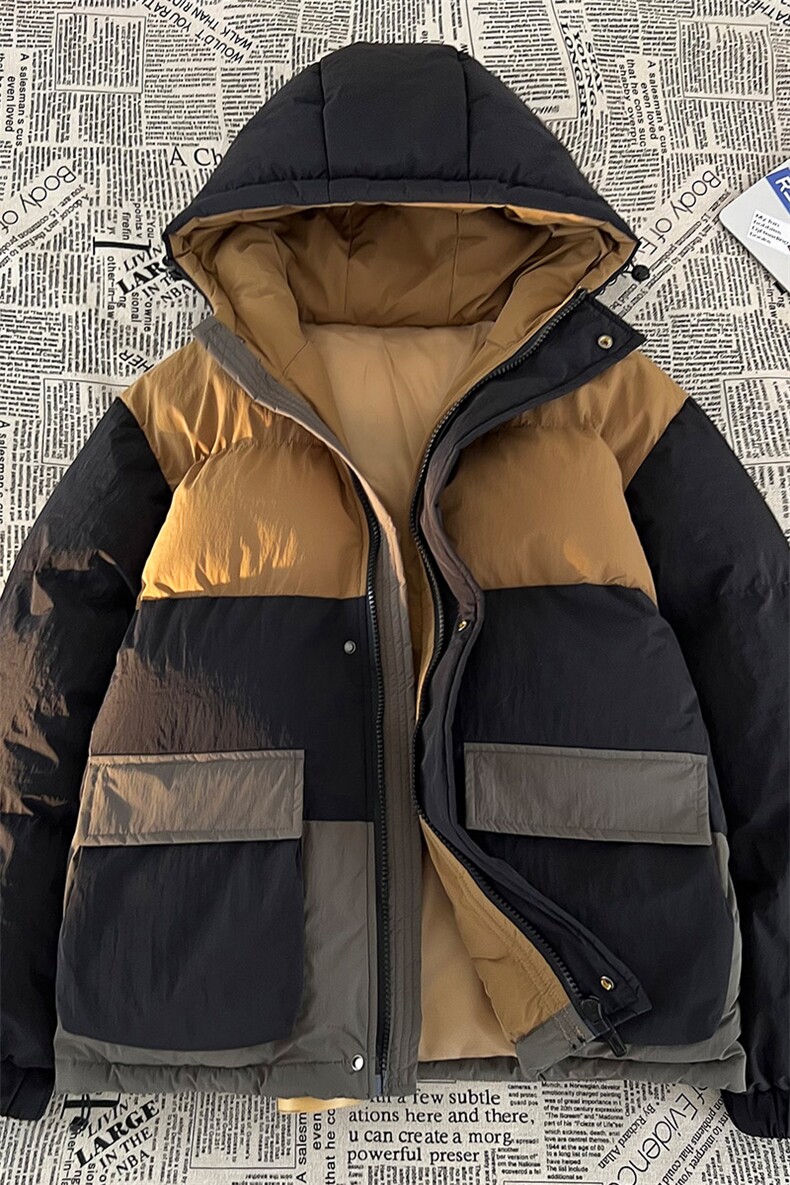 港风平铺新品冬季宽松情侣装撞色棉衣棉服冬装加厚外套D008-P100,男装棉衣,星座717