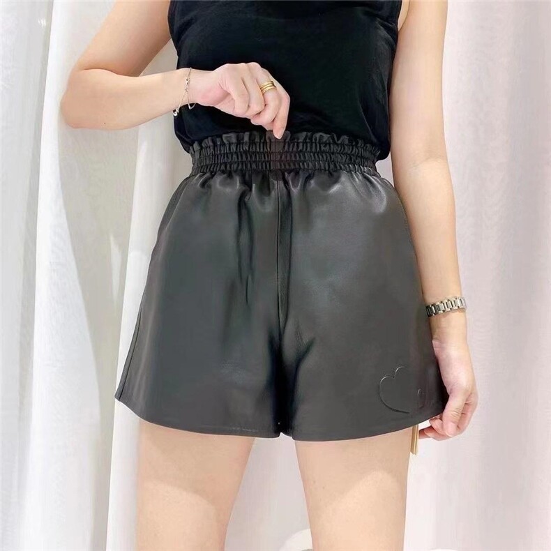 2021秋季新款心形松紧腰阔腿显瘦皮裤,女装其它,L·H·X