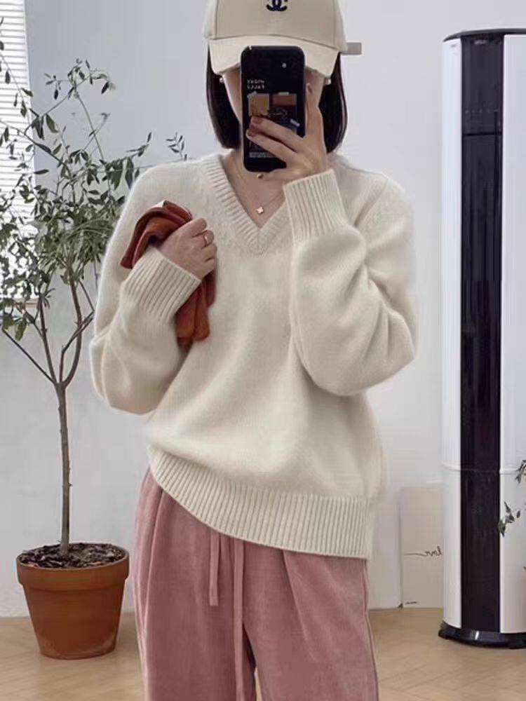 2025年秋季新款百搭七针V领套衫，女装针织衫/毛衣，浩新羊绒