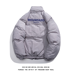 白鸭绒白底22冬季新款休闲百搭字母印花立领羽绒服YR225P195控258，男装羽绒服，电商A247-1