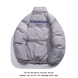 白鸭绒白底22冬季新款休闲百搭字母印花立领羽绒服YR225P195控258图片