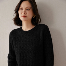 2025年秋季新款七针圆领小扭花针织上衣时尚休闲通勤百搭，女装羊绒衫，米琪莲羊绒