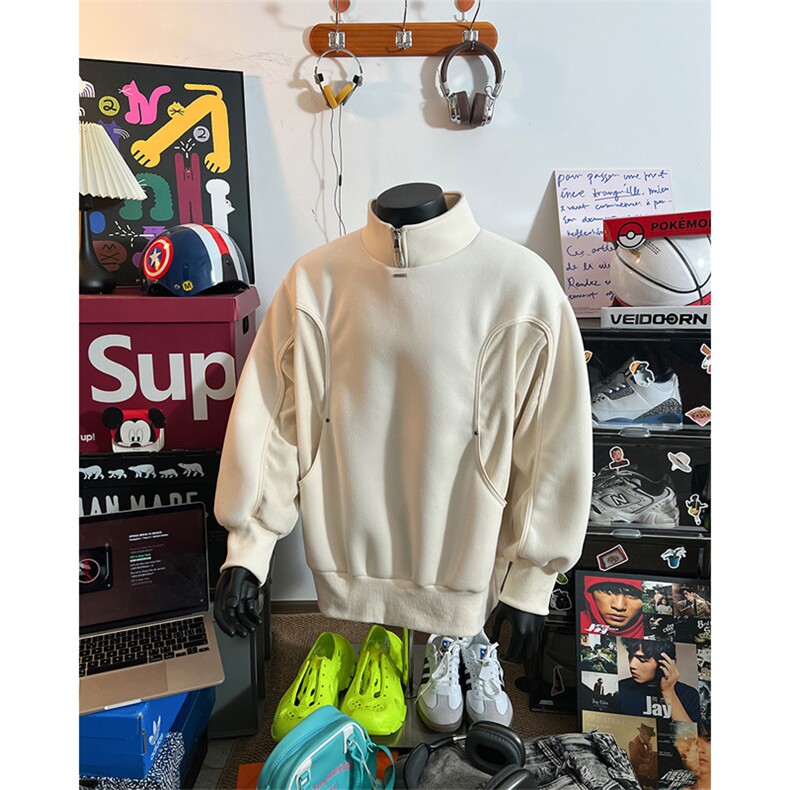 立领拉链拼接设计感卫衣男 XH92-特p70图片