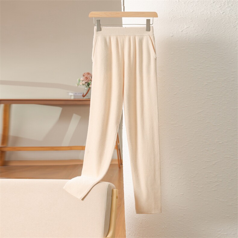 秋冬季羊毛休闲时尚百搭四平加厚小角裤，女装休闲裤，鲁菏羊绒