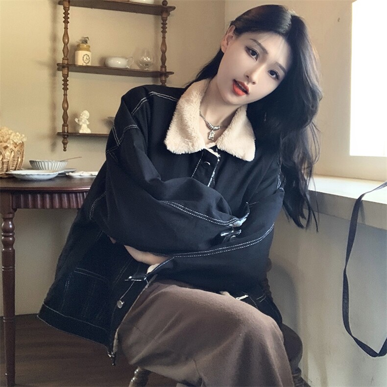 韩版牛仔外套加绒加厚宽松百搭秋冬时尚短款棉服C506-90,男装工装外套,星座911-2(原星座613-2）
