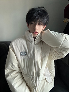 A294-P98冬季棉服外套情侣男女灯芯拼接外套棉服立领上衣