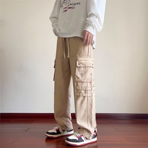 工装裤男春夏季宽松痞帅直筒裤潮牌潮流机能休闲裤子男款 KD76图片
