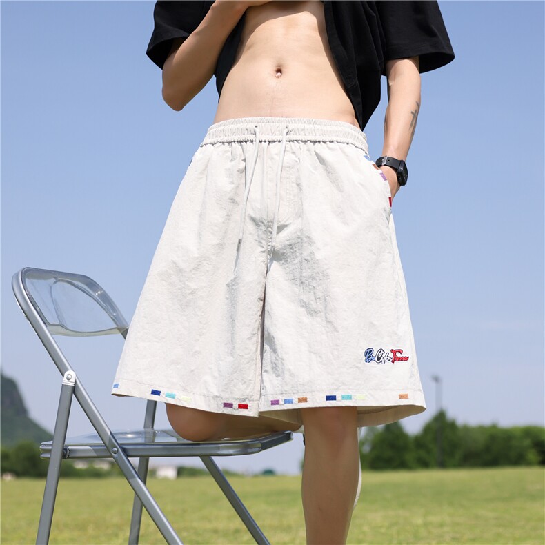 万针刺绣设计冰丝短裤男夏款2025新款中裤815A-DK24-P40控68图片