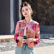 新中式提花超火短外套女2025早春流行爆款小个子减龄精致唐装上衣，女装短外套，众宇琦