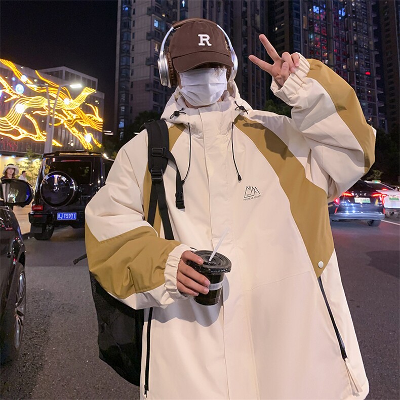 港风冲锋衣棉衣男防风防水棉服棉袄大码外套上衣图片