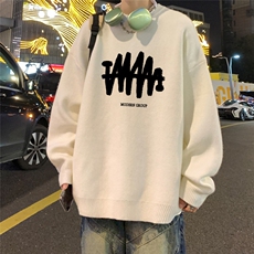 港风23新款冬季时尚百搭宽松字母印花毛衣TPM6849特批P40控68，男装针织衫/毛衣，电商A268A