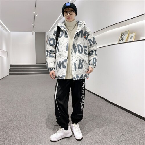 港风2026冬季新款90%白鸭绒中长款连帽羽绒服男XZ109-Y1260-P218，男装羽绒服，星座109