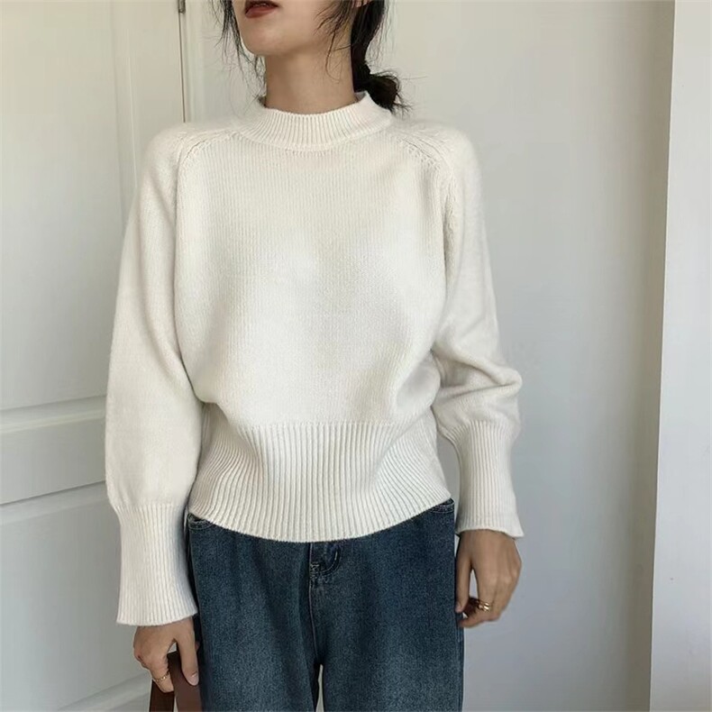 时尚百搭宽松圆领羊毛针织衫秋冬必备保暖显瘦上衣,针织衫/毛衣,圣旺供货