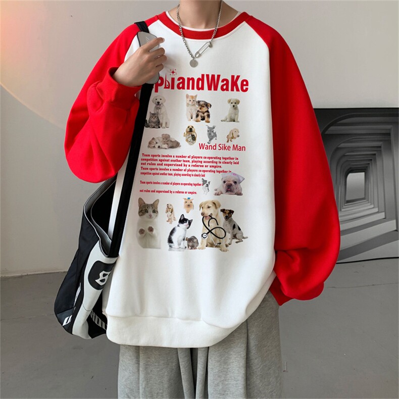 高品质2023港风卫衣拼接撞色圆领小清新上衣外套WP3309-P38控59,男装卫衣,电商B370