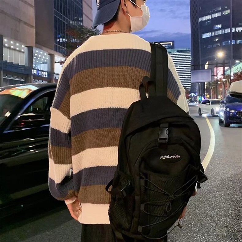 条纹拼色毛衣男秋冬ins潮流宽松打底上衣M668P35,男装针织衫/毛衣,星座1116-2
