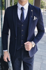 夏季薄款纯色西装套装三件套礼服修身西装SJT-W7012-P250，男装休闲套装，星座1012