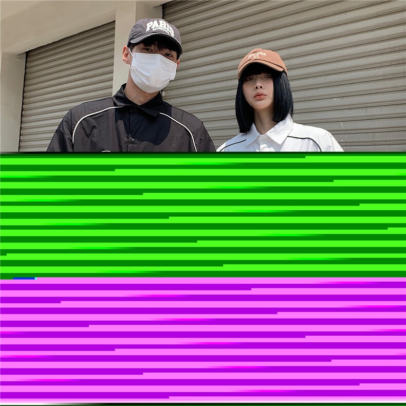 情侣装夏装新款机车字母印花织带短袖衬衫宽松男女港风潮D305P48,男装T恤,电商A335-1（原A458）