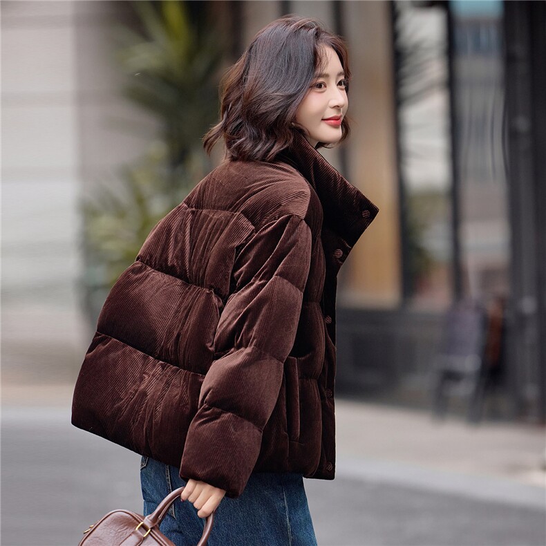 立领短款面包服羽绒服女2025冬季新款小个子加厚保暖巨好看外套,女装羽绒服,靓衣阁